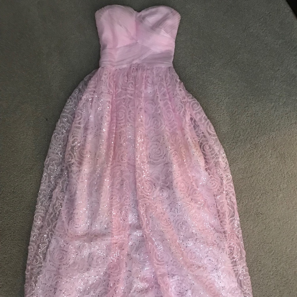 Long dust rose prom dress!